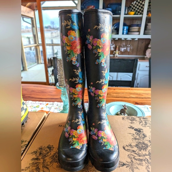 Mackenzie Childs Flower Market Tall Rain boots Size 9 | Poshmark