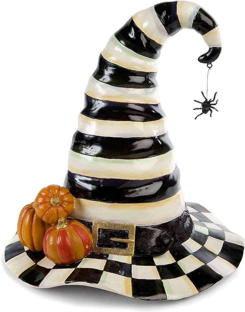 MACKENZIE-CHILDS Courtly Stripe Witch’s Hat, Black-and-White Witch Hat Decor, Halloween Home De... | Amazon (US)