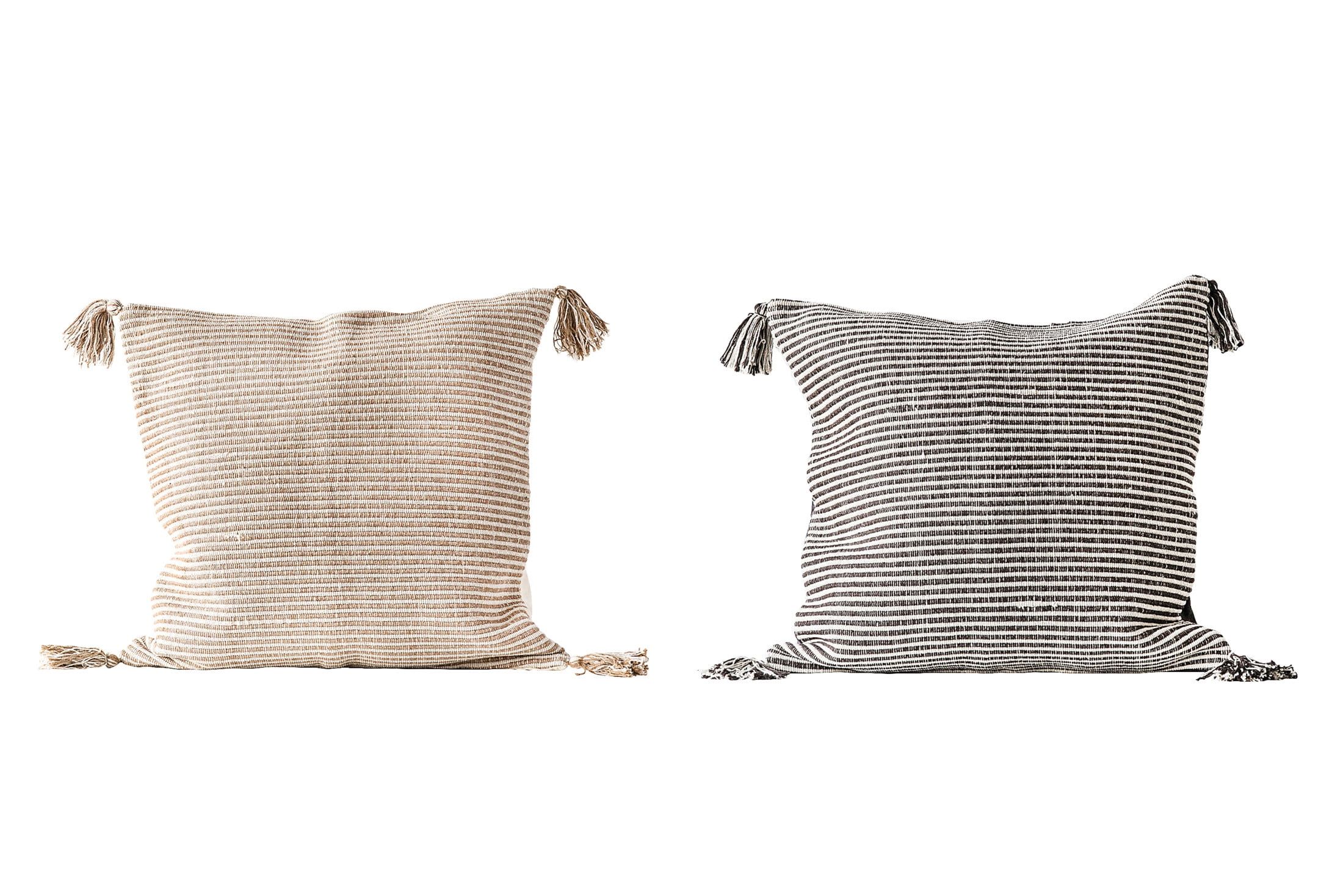 Woven Paths Square Woven Striped Pillows with Tassels, 24" x 4", Set of 2 Pieces | Walmart (US)