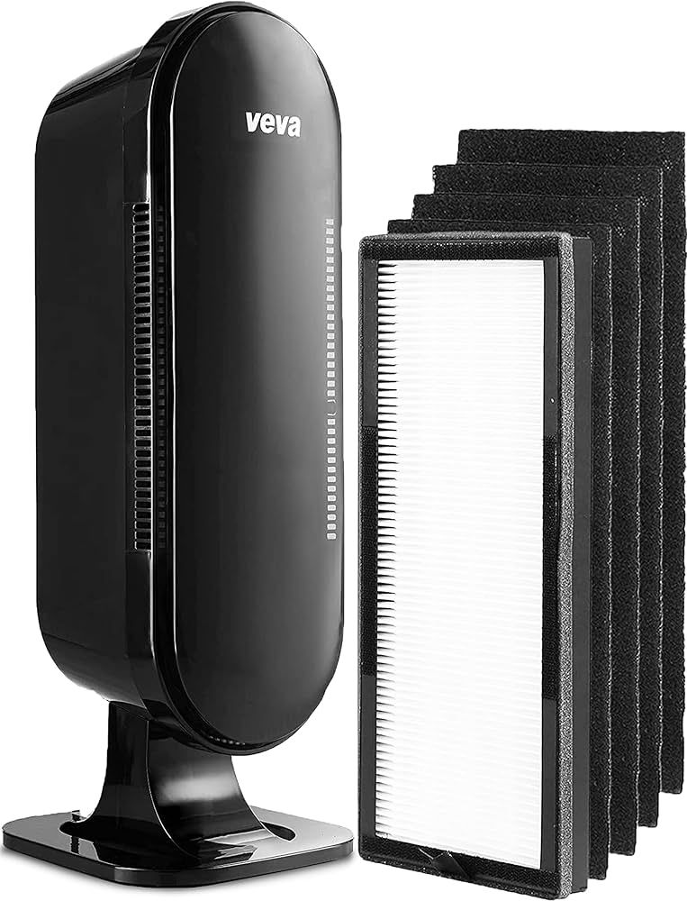 VEVA 8000 Black Air Purifier for Home, Pets Hair, Dander, Large Room, 325 Sq Ft., HEPA Filter & 4... | Amazon (US)