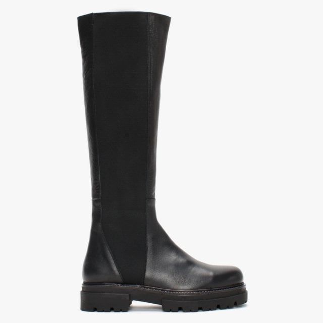 Ivey Black Leather Chelsea Knee Boots | Daniel Footwear (UK)