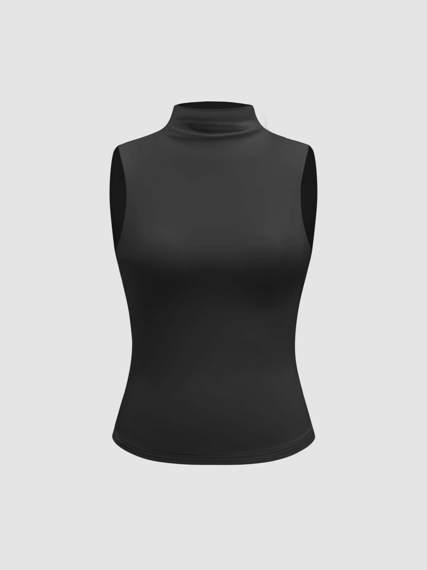 Contour Double Layered Turtle Neck Solid Sleeveless Tank Top | Cider