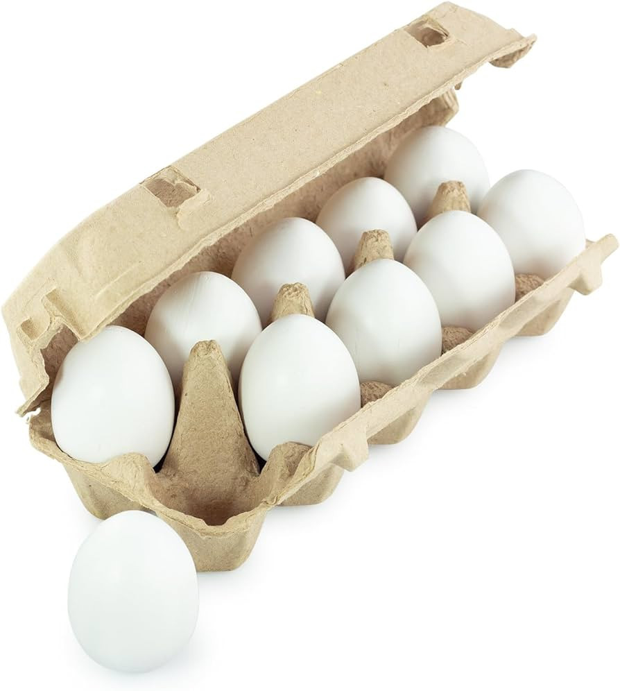 Ulanik 10 pcs DIY Toy Unfinished Wooden Eggs Set Unpainted Blank Eggs for Kitchen Decoration, Pai... | Amazon (US)