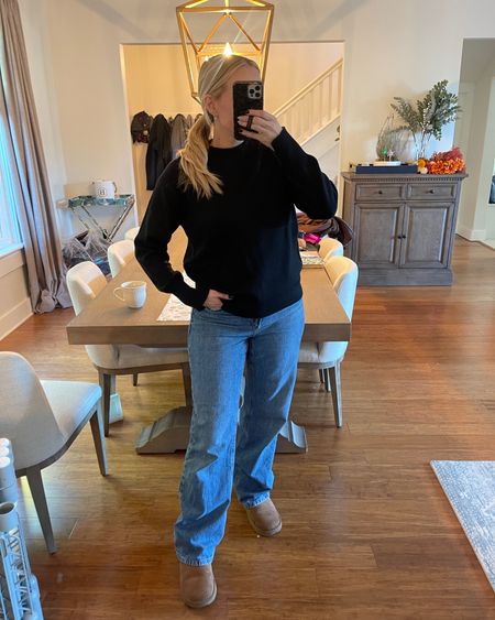 The PERFECT everyday knit sweater, and it’s under $30. Fits true to size. These Wide leg jeans are my new fav jeans! Loose but not too baggy and the perfect mid rise fit. 

#LTKfindsunder50 #LTKfindsunder100 #LTKstyletip