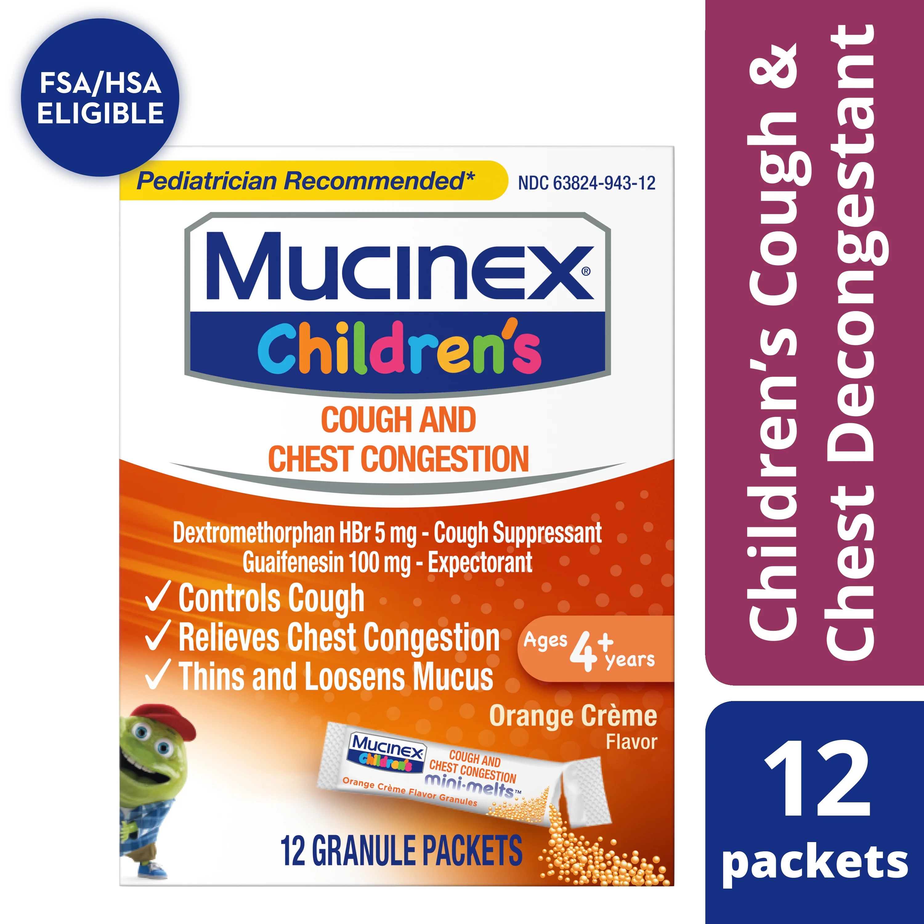 Mucinex Children's Chest Congestion Expectorant and Cough Suppressant Mini-Melts, Orange Cream, 1... | Walmart (US)