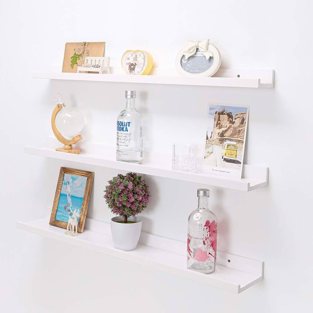 AZSKY Nursery Floating Bookshelves for Wall White 36 Inch Long Nursery Book Shelves Set of 3 Rust... | Amazon (US)