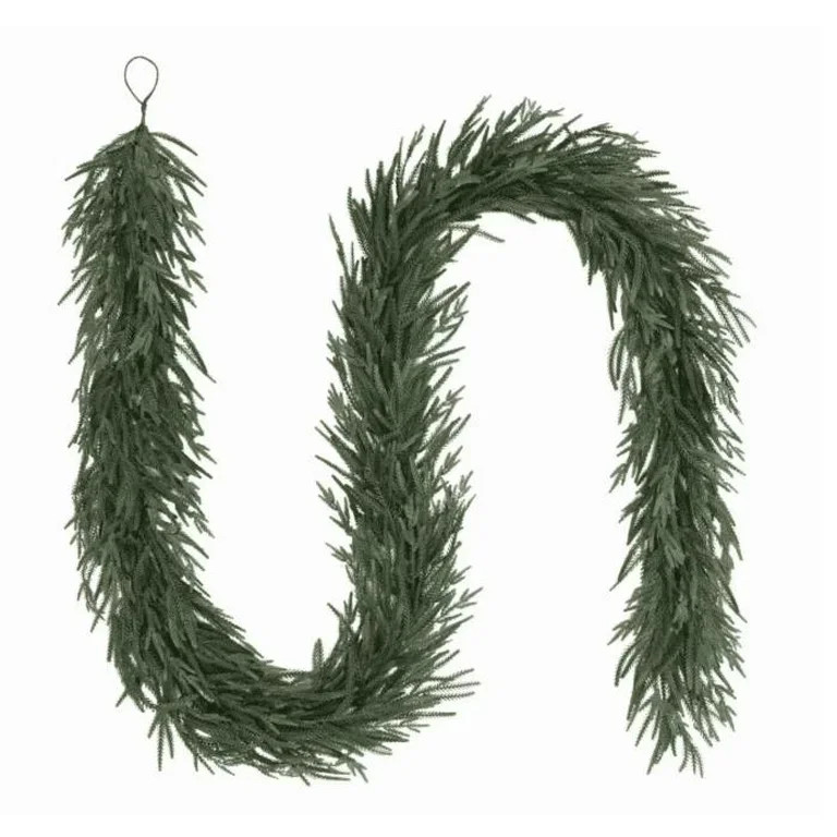 My_Texas_House 9ft Natural Feel Norfolk Artificial Christmas Garland, Non-lit, Green, Soft PE | Walmart (US)