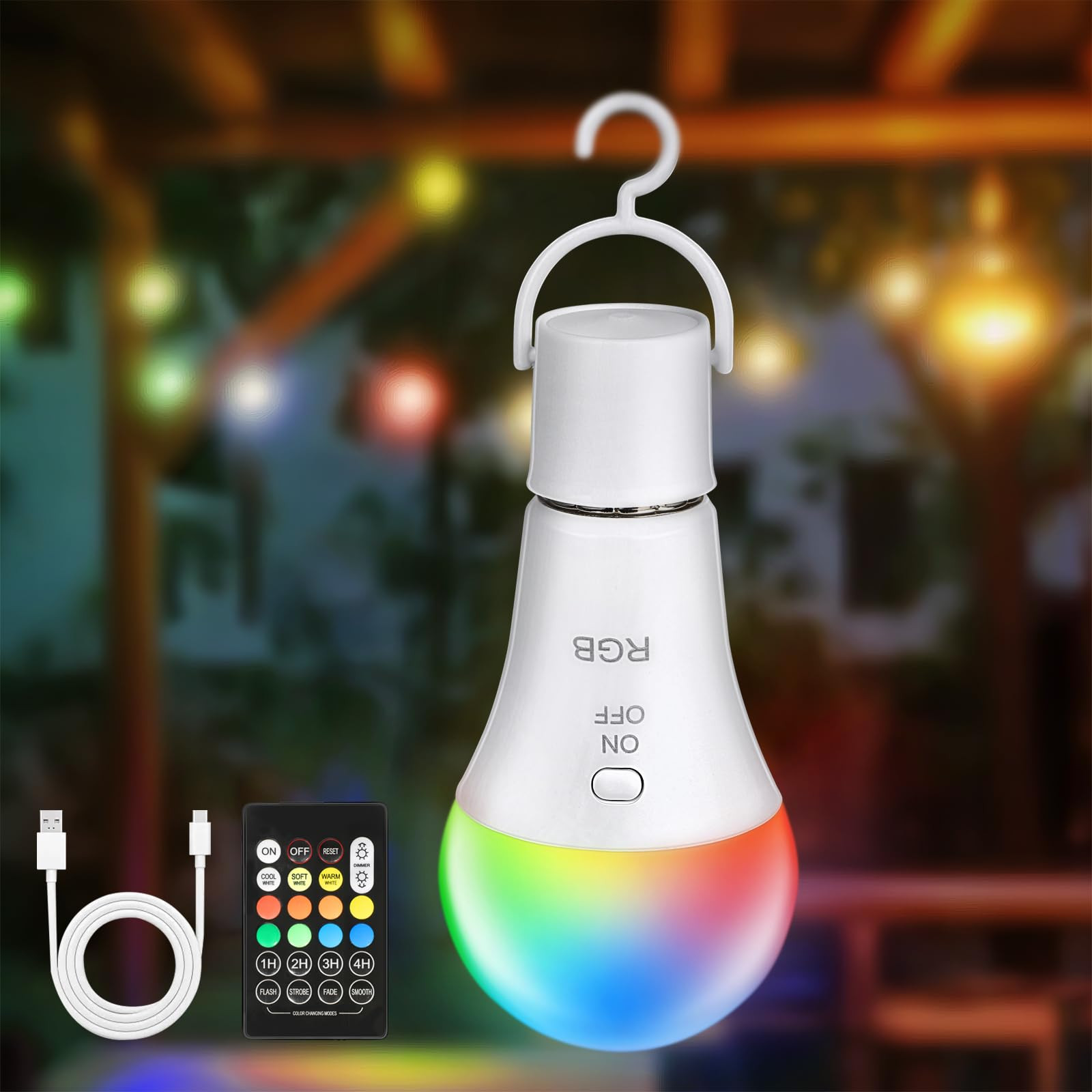 Kimjo RGB Led Lampe E27 Glühbirne mit Fernbedienung 1 Stück, Aufladbare Glühbirne mit Batterie... | Amazon (DE)