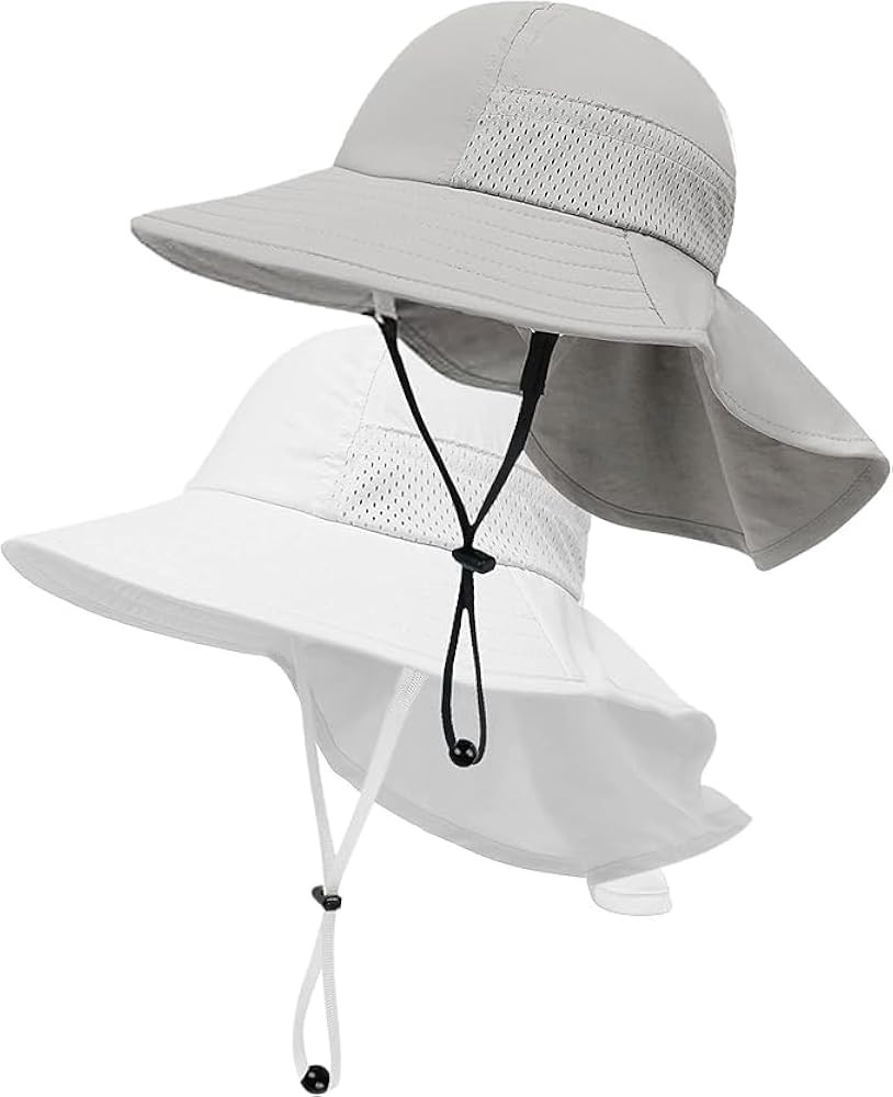 Toddler Baby Sun Hat Kids Summer Beach Essentials Adjustable Beach Hats with Bucket Wide Brim for... | Amazon (US)