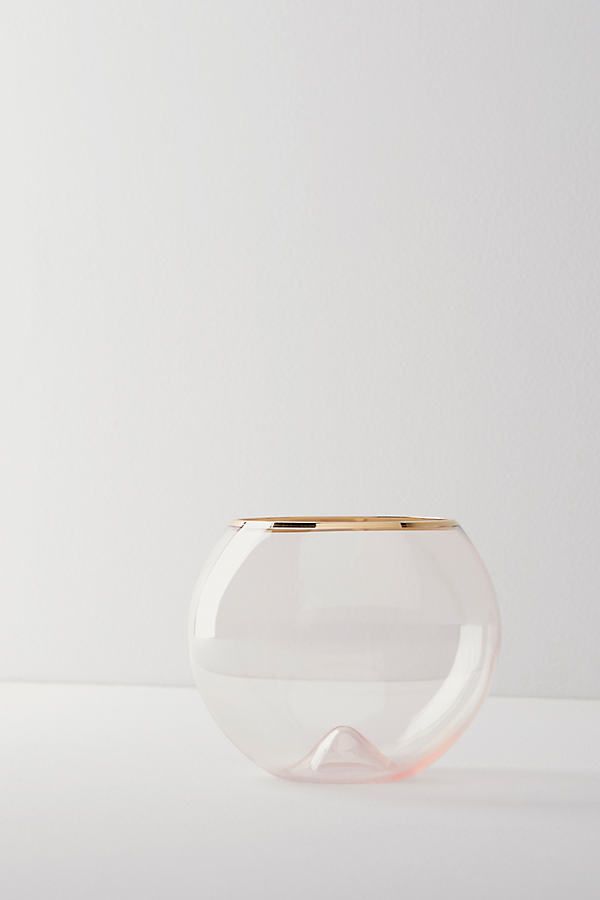 Gilded Rim Stemless Glass By Anthropologie in Pink | Anthropologie (US)