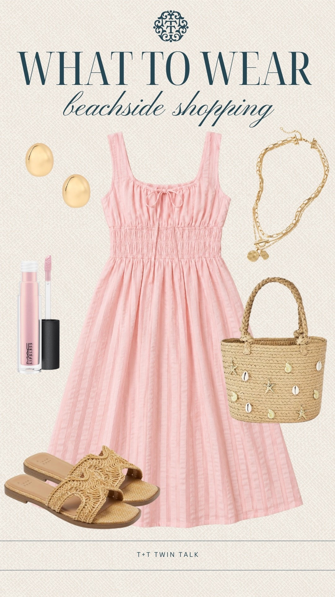 T+T, what to wear! This pink sundress is made for beachside shopping, especially with woven sandals and a straw tote. Keep your jewelry simple, add a swipe of pink gloss, and you're ready to browse the shops in style.

#LTKSeasonal #LTKOver40 #LTKMidsize