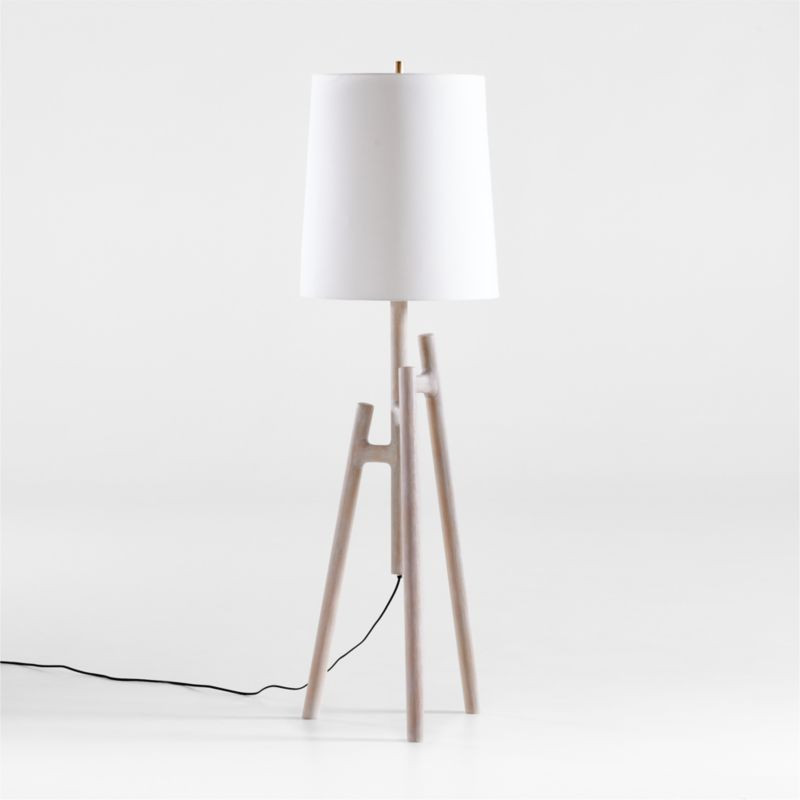 Lockeland Natural Wood Tripod Floor Lamp | Crate and Barrel | Crate & Barrel