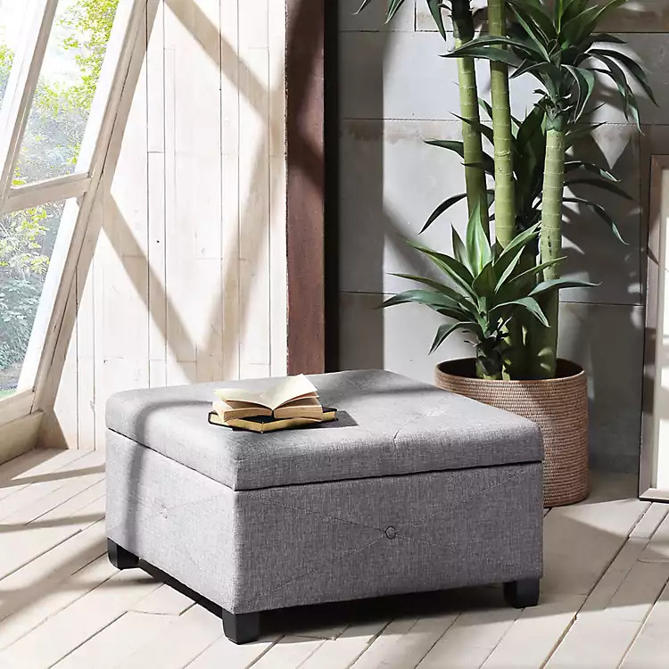 Lila Tufted Charcoal Storage Ottoman | Kirklands Home | Kirklands