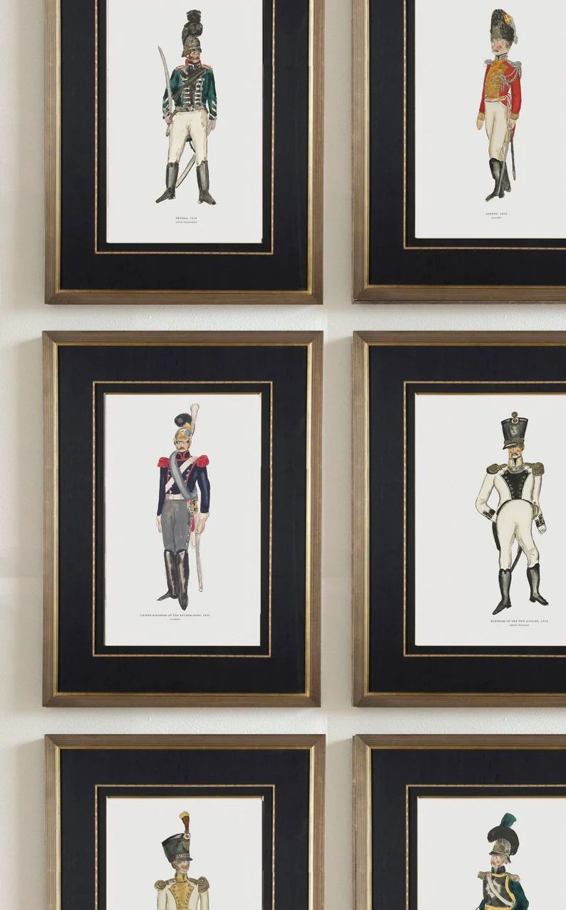 Watercolor Military Uniform Prints 19th Century European Soldiers for Boys Room and Nursery - Ets... | Etsy (US)