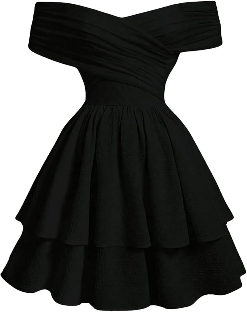 SOLY HUX Women's Off The Shoulder Ruffle Cocktail Dress 2025 Summer Wrap Dress Wedding Guest Grad... | Amazon (US)