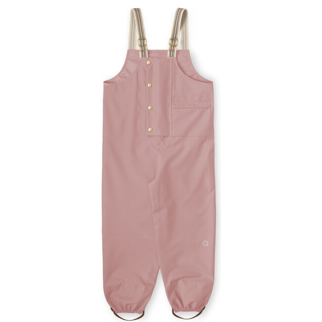 fairechild | Dungaree Striped Suspender Rain Pants, Crabapple (Pink, Size 12-24M) | Maisonette | Maisonette