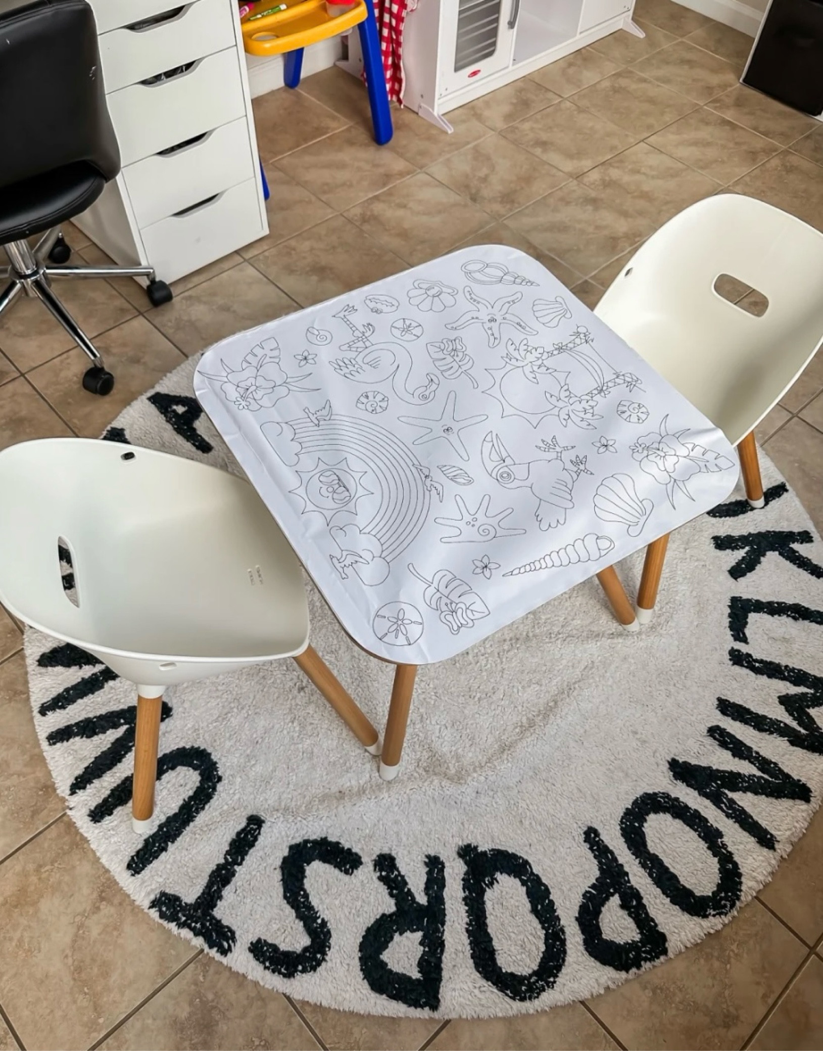 Playroom table + chairs set 

Kids table and chairs // play room decor // large coloring sheet 

#LTKBacktoSchool #LTKKids #LTKFamily