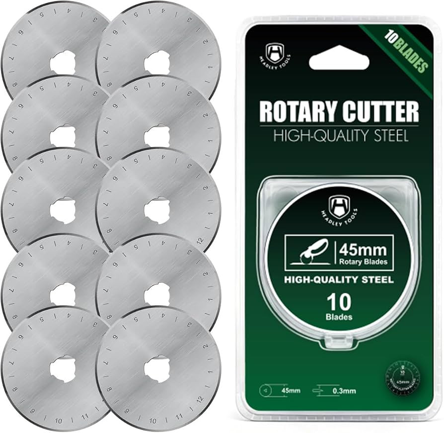 HEADLEY TOOLS 45mm Rotary Cutter Blades 10 Pack Fits Olfa, Fiskars, Replacement Rotary Blade for ... | Amazon (US)