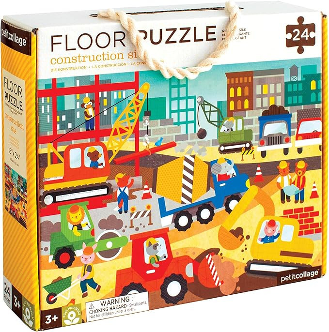 Petit Collage Floor Puzzle Construction Site 24 Pieces | Large Puzzle for Kids | Completed Puzzle... | Amazon (US)
