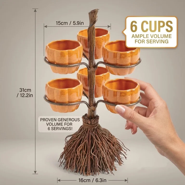 Diceymbol Halloween Pumpkin Snack Bowl Stand Collapsible Broomstick Candy Tray for Cupcakes & Des... | Walmart (US)
