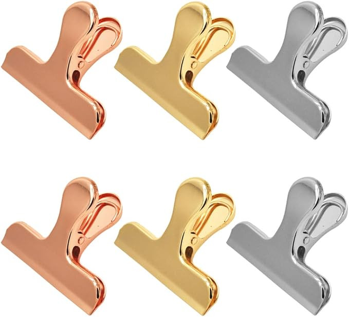 Set of 6, Heavy Duty Stainless Steel Bag Clips, SourceTon 3 x 2.4 Inch Durable Paper Seal Grip fo... | Amazon (US)