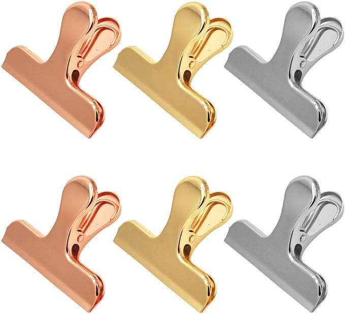 Set of 6, Heavy Duty Stainless Steel Bag Clips, SourceTon 3 x 2.4 Inch Durable Paper Seal Grip fo... | Amazon (US)