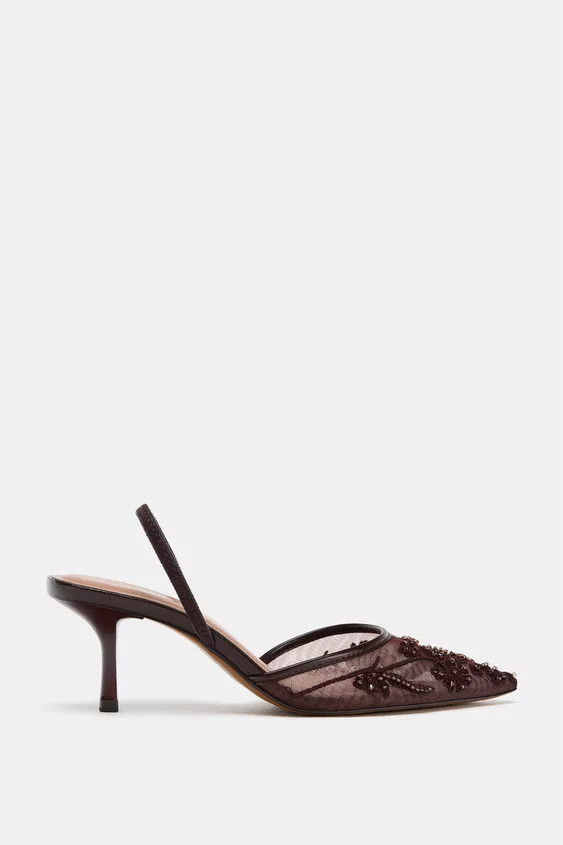 MESH HEEL SHOES WITH RHINESTONES | Zara US