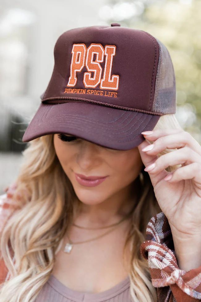 PSL Brown Trucker Hat | Pink Lily