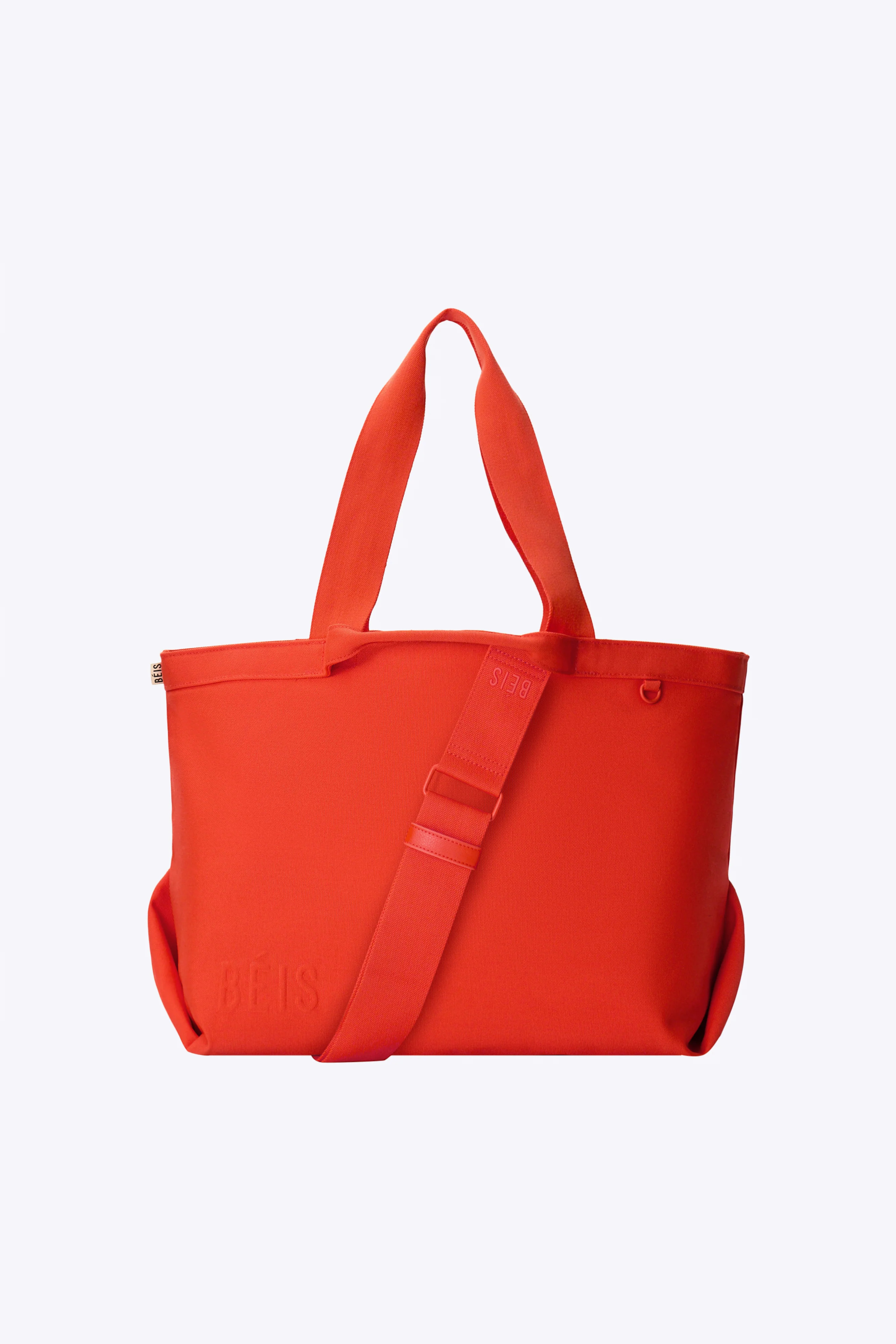 BÉIS 'The Travel Tote' in Flame - Best Large Travel Tote Bag with Zipper in Burnt Orange | BÉIS Travel