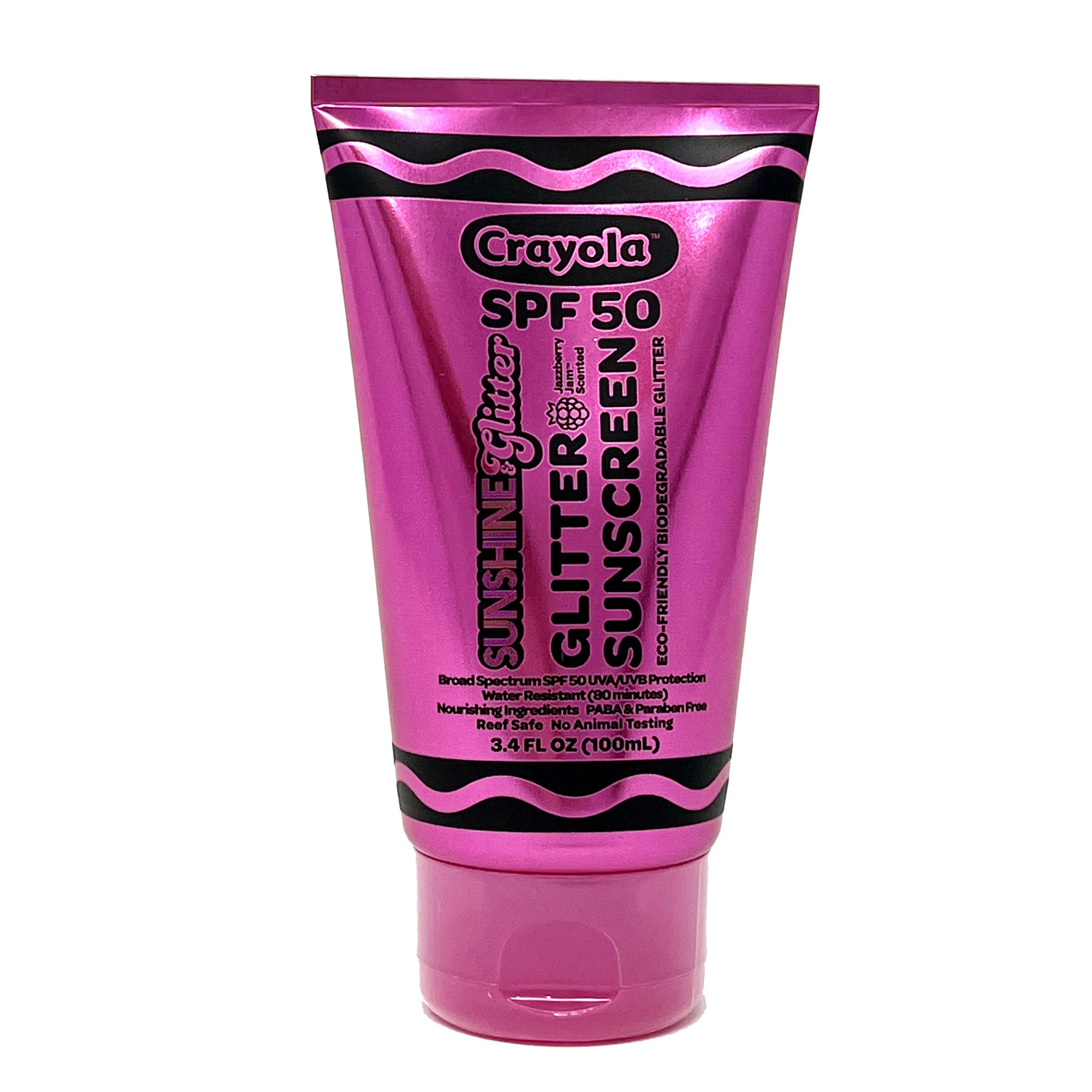 Sunshine & Glitter X CRAYOLA Biodegradable Glitter SPF 50 in Jazzberry | Sunshine & Glitter