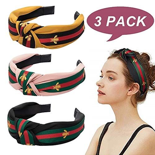 Stripe Knotted Headband with Bee Animal for Women - 3 Pack Retro Wide Knot Headbands for Women - ... | Amazon (US)