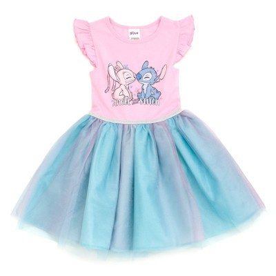 Disney Lilo & Stitch Angel Little Girls Tulle Dress Pink / Blue Ombre 7-8 | Target