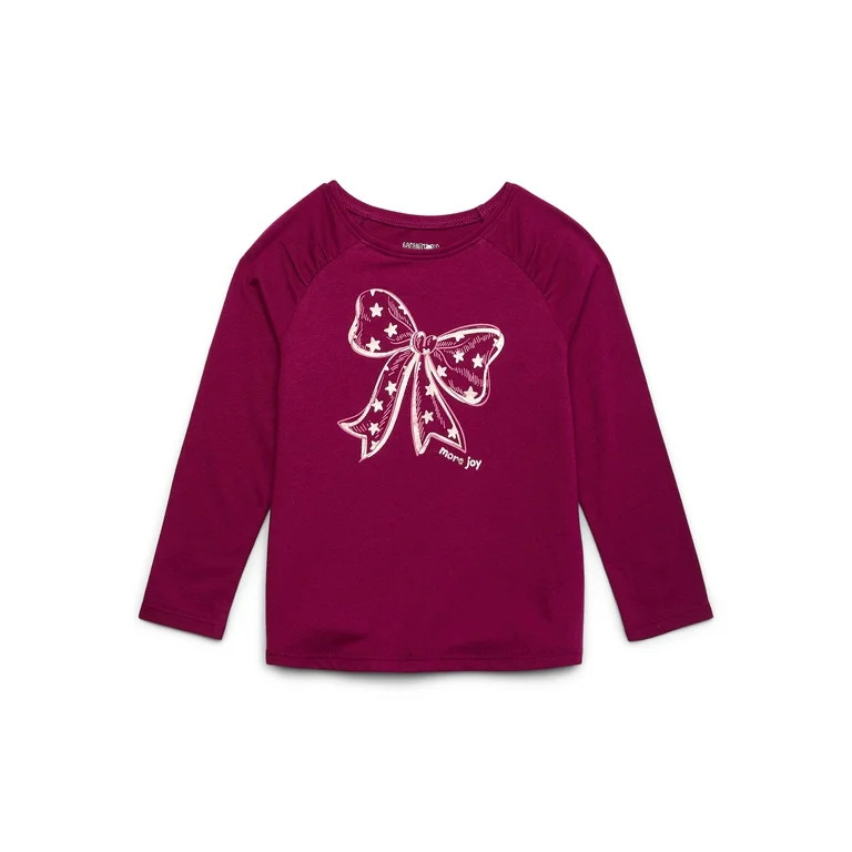 Garanimals Toddler Girls Holiday Graphic Print Tee with Long Sleeves, Sizes 18M-5T | Walmart (US)