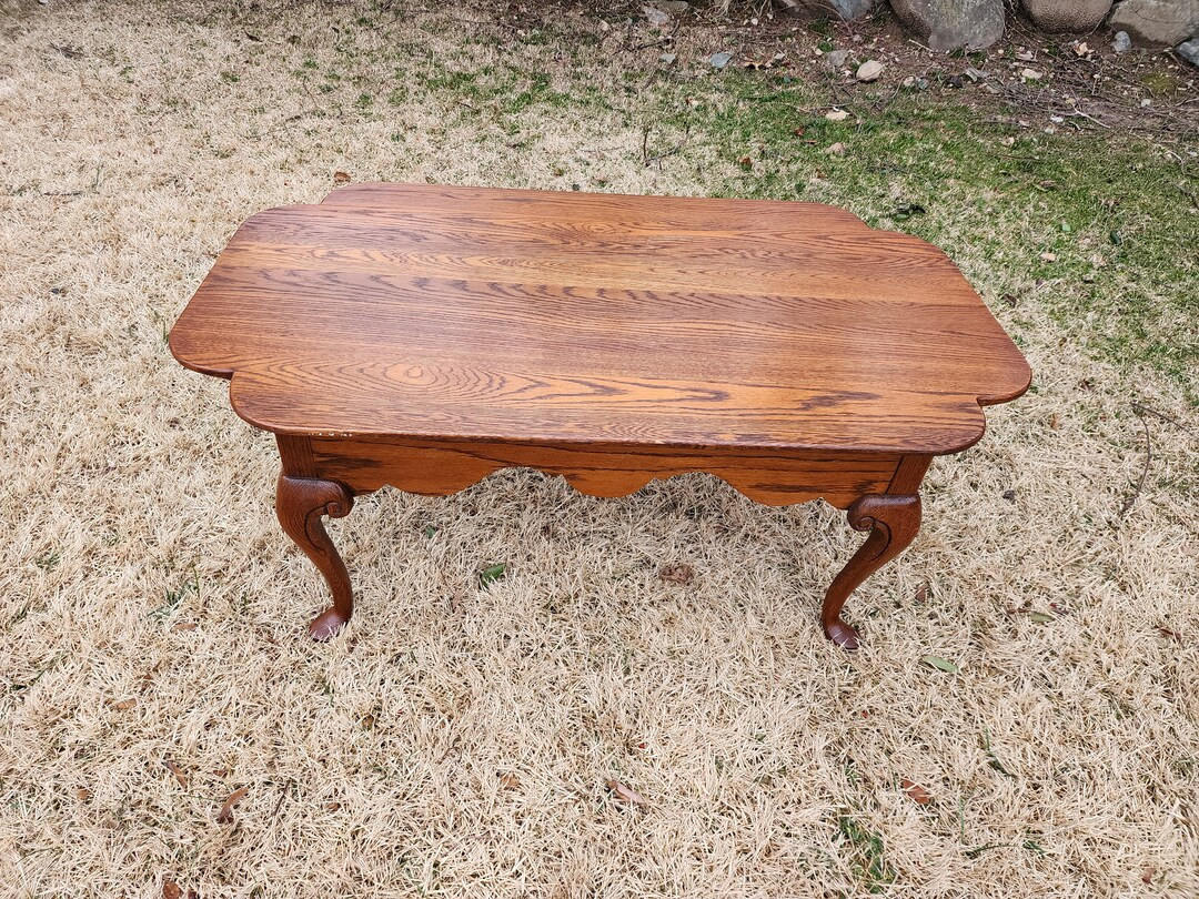 Vintage Scallop Coffee Table Solid Tiger and Quarter Sawn Oak Coffee Table 42"long 25"wide 18" Hi... | Etsy (US)