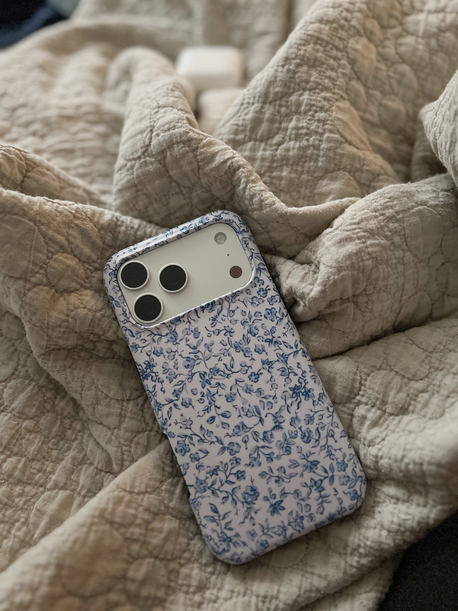My phone case. I’m in love with it!! 

Blue floral phone case | cottage phone case 