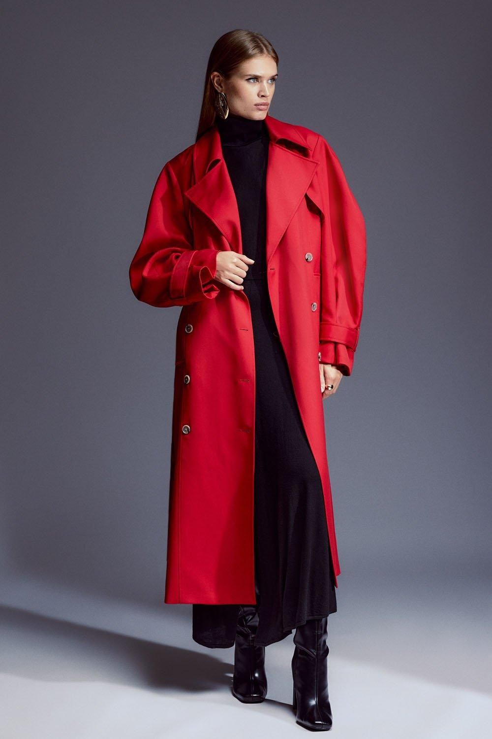 Tailored Relaxed Belted Trench Coat | Karen Millen UK + IE + DE + NL