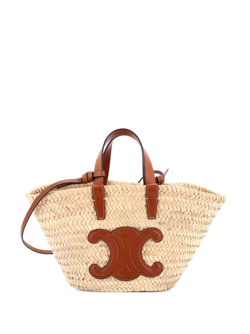 Celine Pre-Owned Classic Panier Basket Raffia and Leather Teen tote bag - Brown | Farfetch Global