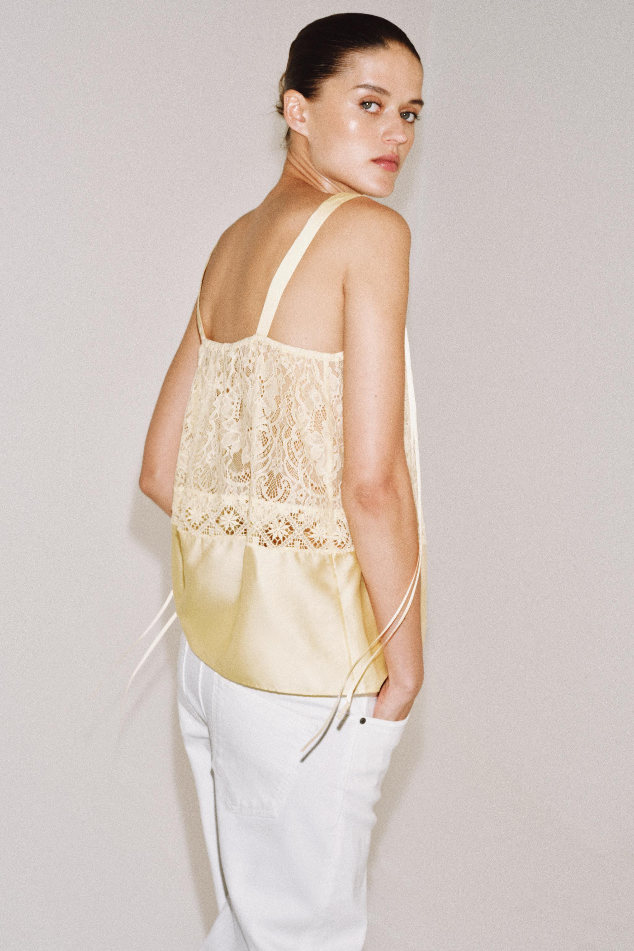 ZW COLLECTION SATIN LACE TOP | Zara UK