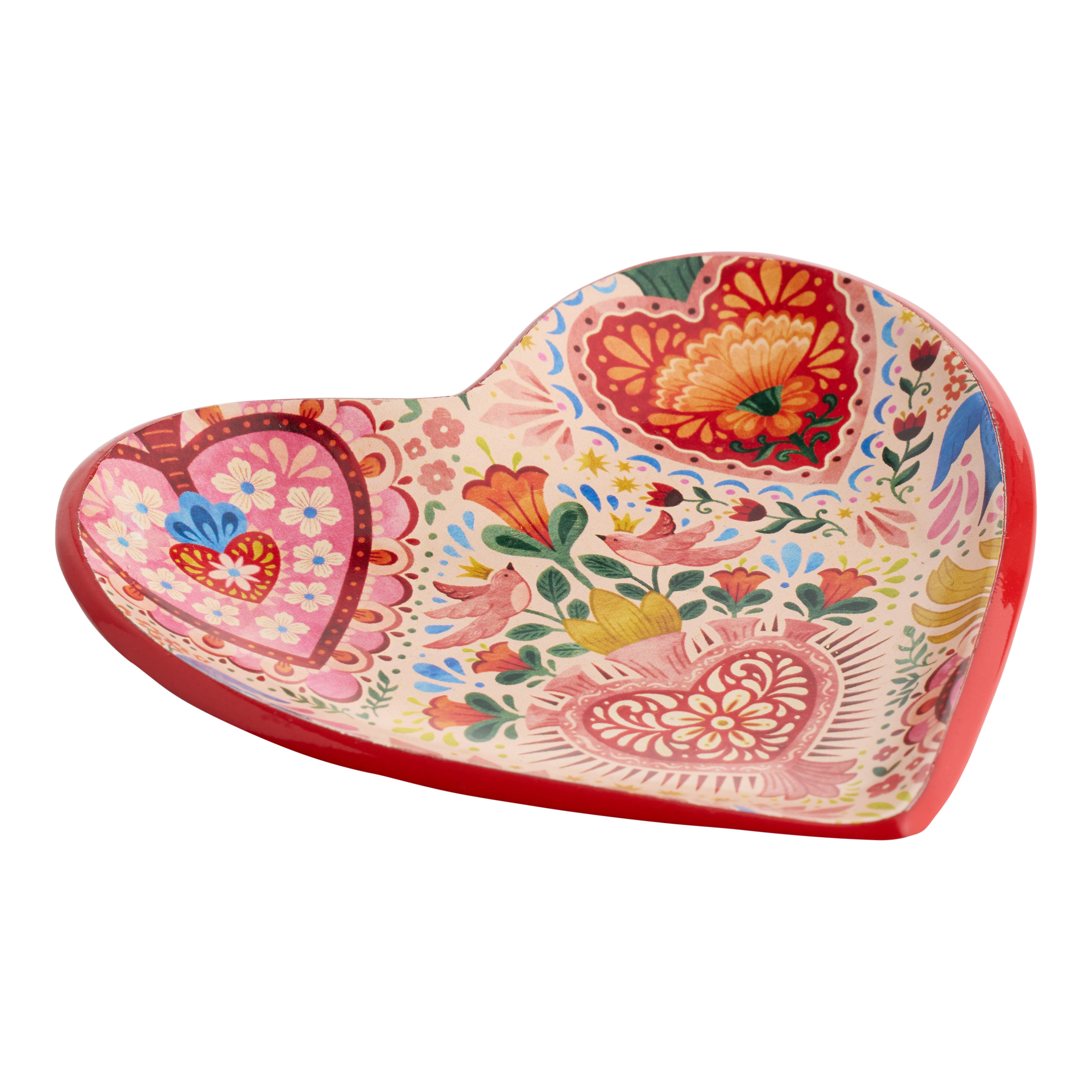 Pink Multicolor Enameled Metal Milagro Heart Figural Tea Rest | World Market