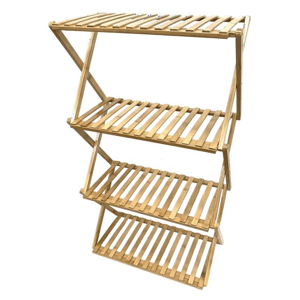 Ferry-Morse 28" x 13" x 38" Indoor Pop-up 3-Tier Natural Bamboo Plant Stand with Easy Storage - V... | Walmart (US)
