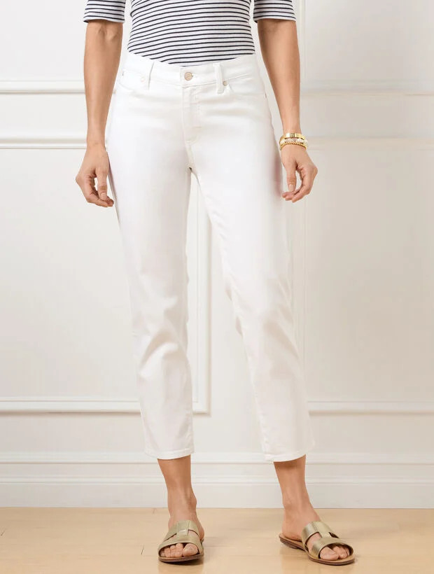 Straight Crop Jeans - White | Talbots