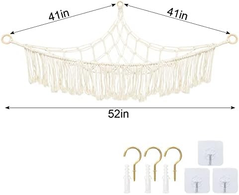 Stuffed Animal Toy Hammock Hanging, Handmade Large Size Macrame Toy Corner Hammock with Tassel, Boho | Amazon (US)