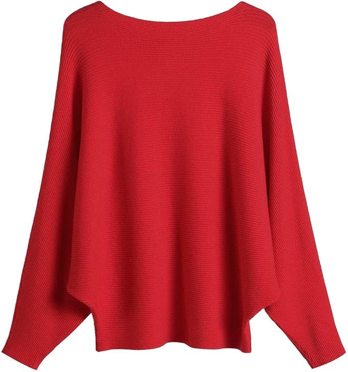 GABERLY Boat Neck Batwing Sleeves Dolman Knitted Sweaters and Pullovers Tops for Women | Amazon (US)