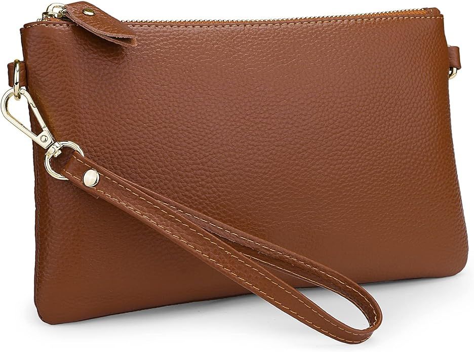 YALUXE Women's Genuine Leather Wristlet Purse Clutch Wallet with Crossbody Strap | Amazon (US)