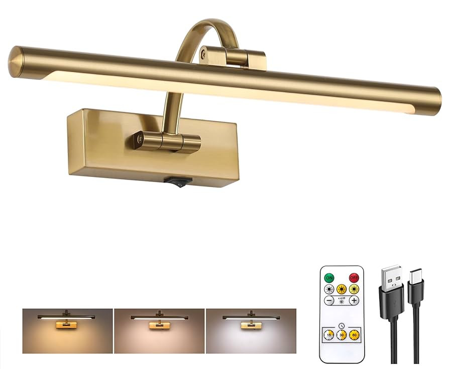 Wireless Picture Lights for Wall Rechargeable, Battery Operated Art Light for Paintings, 3CCT Dim... | Amazon (US)