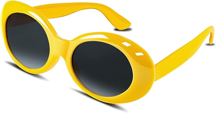 FEISEDY Sunglasses White Oval Clout Goggles for Women Men Retro Round Trendy Rimmed Clueless Cost... | Amazon (US)