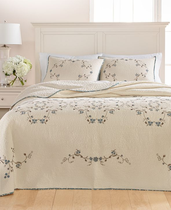 Martha Stewart Collection CLOSEOUT! Westminster Vines Cotton Twin Bedspread, Created for Macy's  ... | Macys (US)