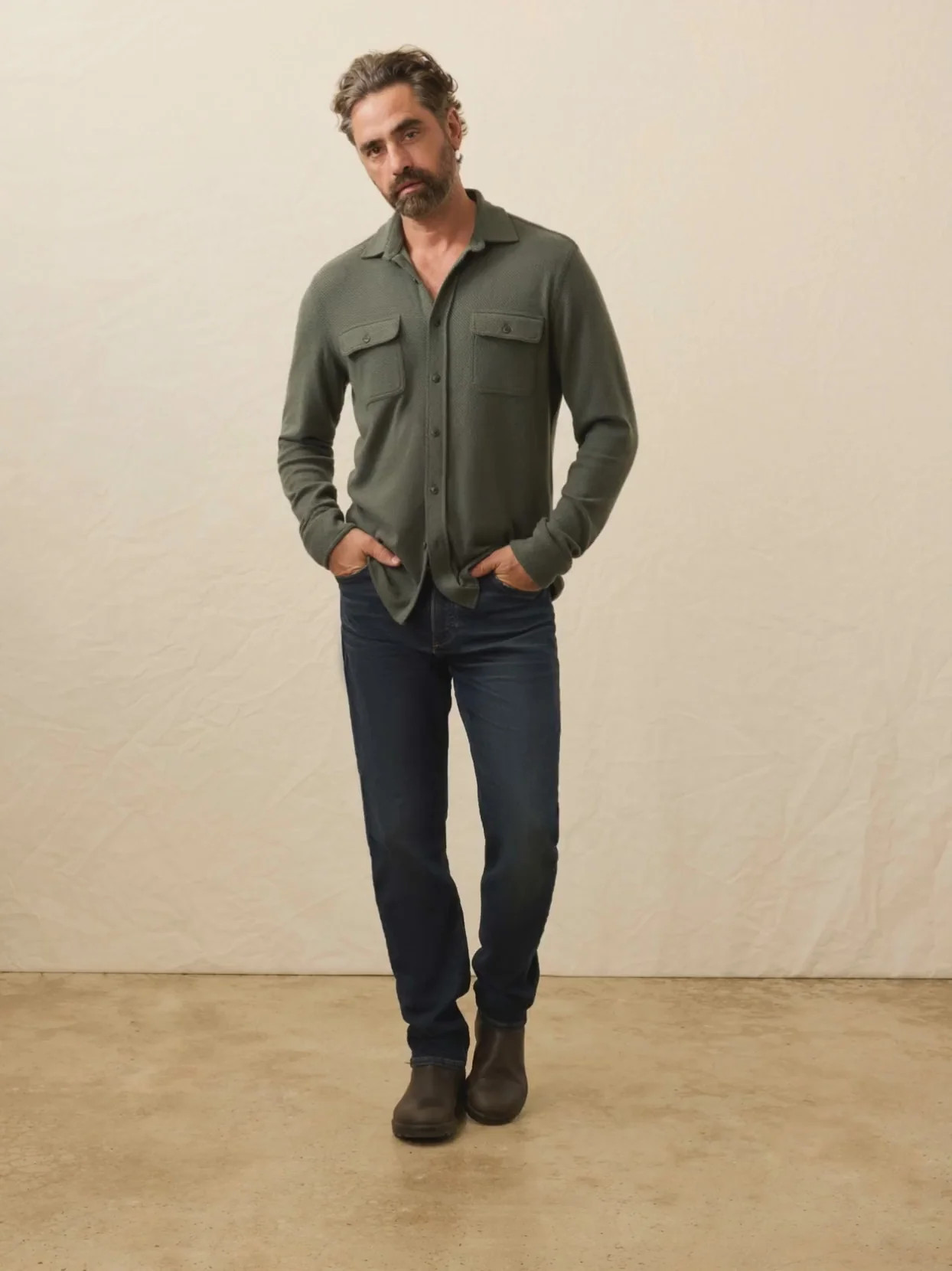 Legend™ Sweater Shirt - Fall Evergreen Twill | Faherty