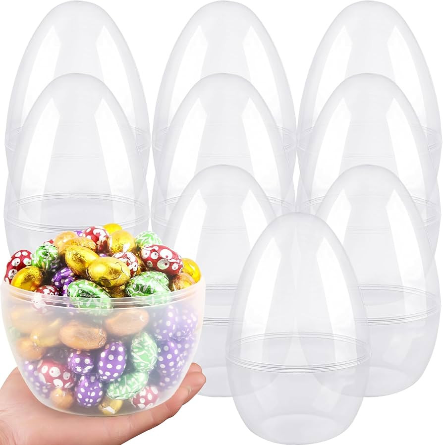 9 Pack 10 Inch Jumbo Clear Easter Eggs Large Fillable Easter Eggs Blank Transparent Plastic Eggs ... | Amazon (US)