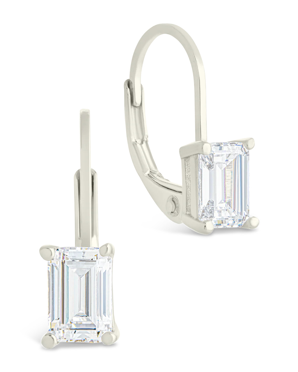 Sterling Silver Emerald Cut French Clip Earrings | Sterling Forever